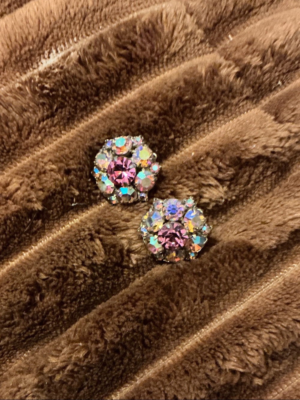 Vintage Aurora Crystal Pink Cluster Stud Earrings - Women Jewelry
